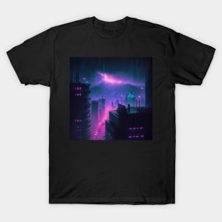 Violeting - Cyberpunk Cityscape Skyline T-Shirt